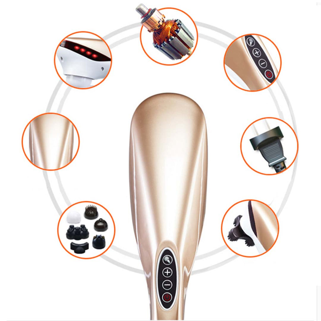 NNEAGS 2X 6 Heads Portable Handheld Massager Soothing Stimulate Blood Flow Shoulder Gold