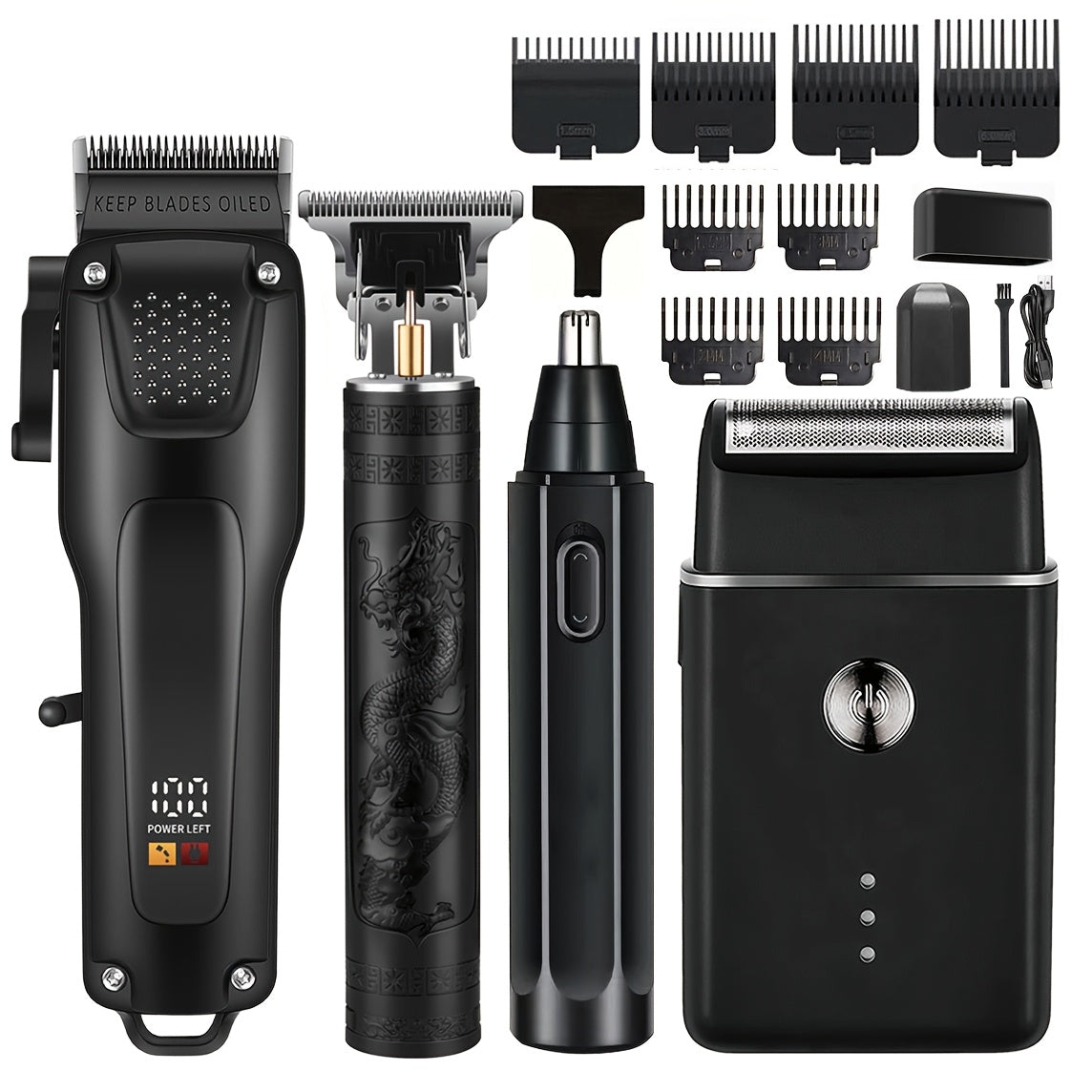 Men’s Grooming Kit USB Rechargeable Clippers (4pcs)