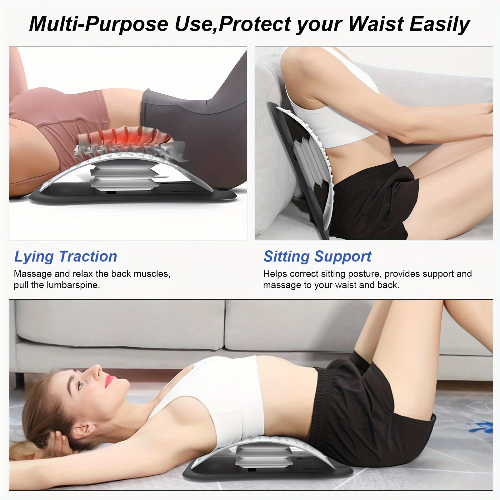 NNETM Back Stretcher & Massager - Relieve Sciatica & Fibromyalgia Pain(White)